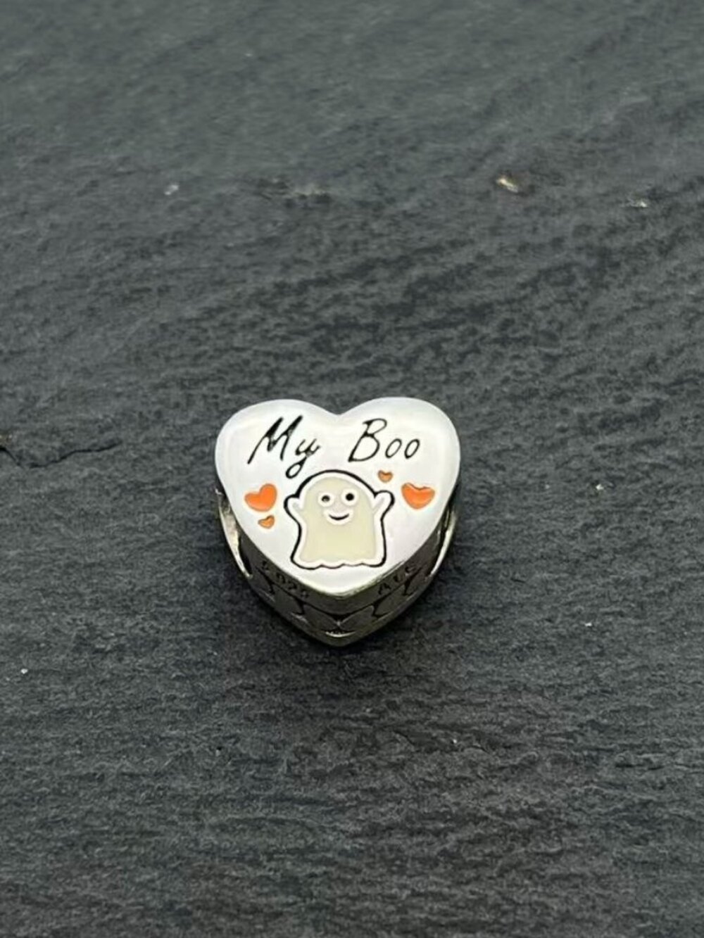 Pandora My Boo Ghost Halloween Heart Charm Sterling Silver Jewelry